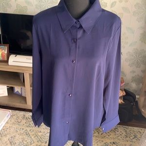 Navy long sleeve button up blouse.  New with tags